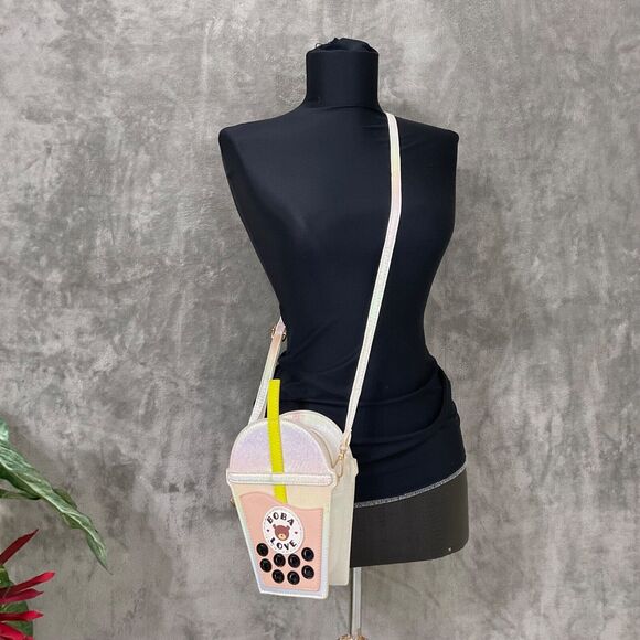 Unbranded Handbags - Bobalicious Milk Tea Handbag Crossbody Boba Love adjustable strap Zipper/Strap